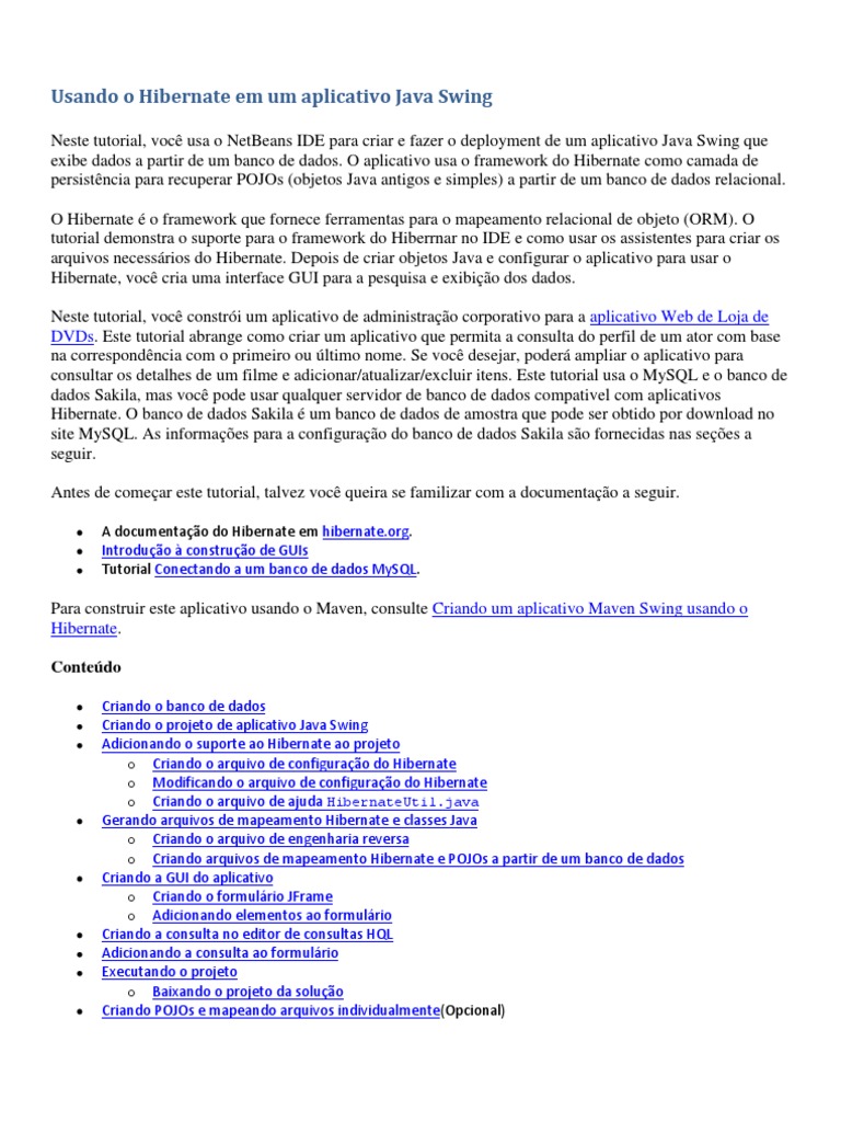 Hibernate em Aplicativo Java Swing | PDF | Janela (informática ...