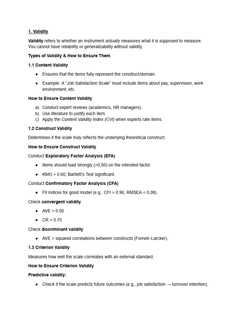 Validity and Reliability in Measurement | PDF | Validity (Statistics ...