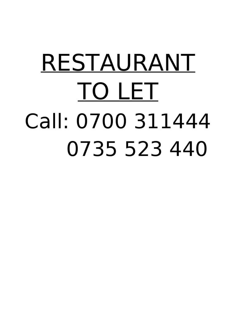 Restaurant to Let | PDF