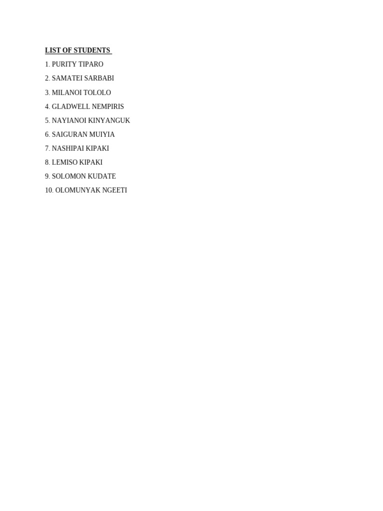 List of Students | PDF