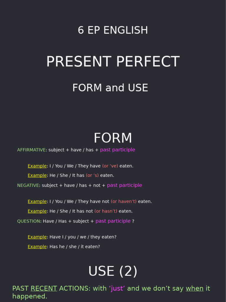 Understanding Present Perfect Tense | PDF
