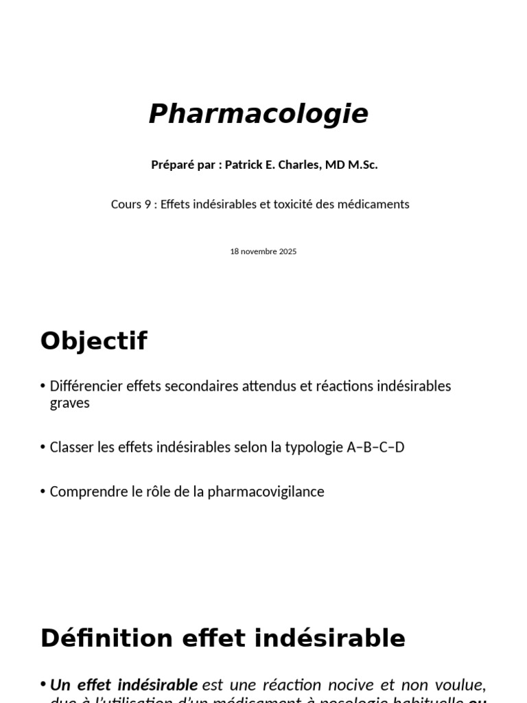 Effets indésirables des médicaments et pharmacovigilance | PDF | Effet ...