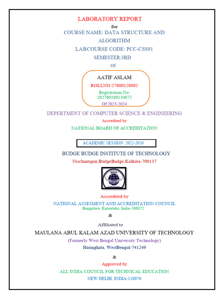 Data Structure and Algorithm Lab Report | PDF