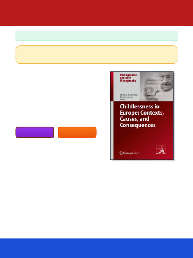 Childlessness in Europe Contexts Causes and Consequences 1st Edition ...