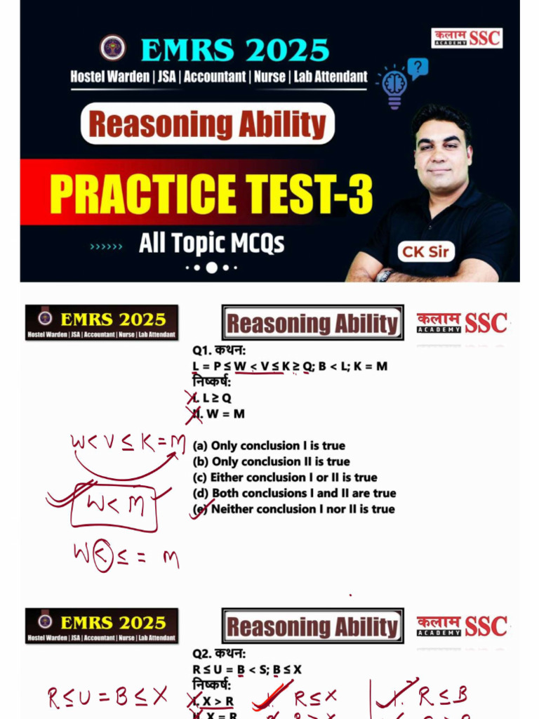 Reasoning Practice Test-3 | PDF