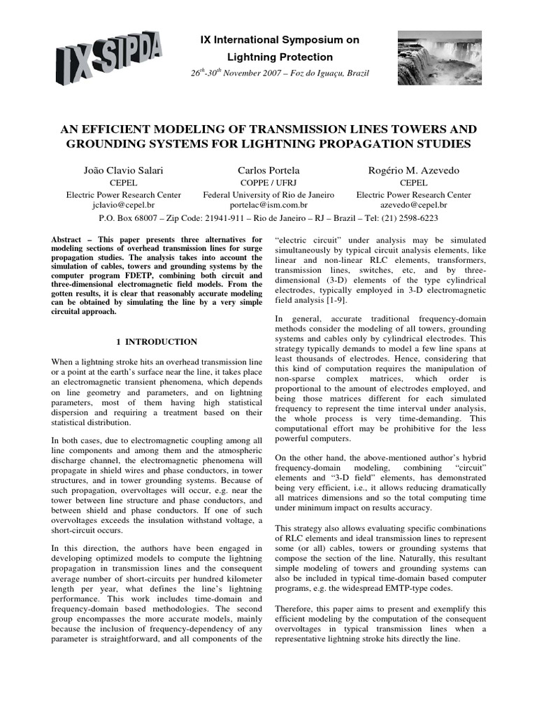 Lightning Propagation Modeling in Lines | PDF | Transmission Line ...