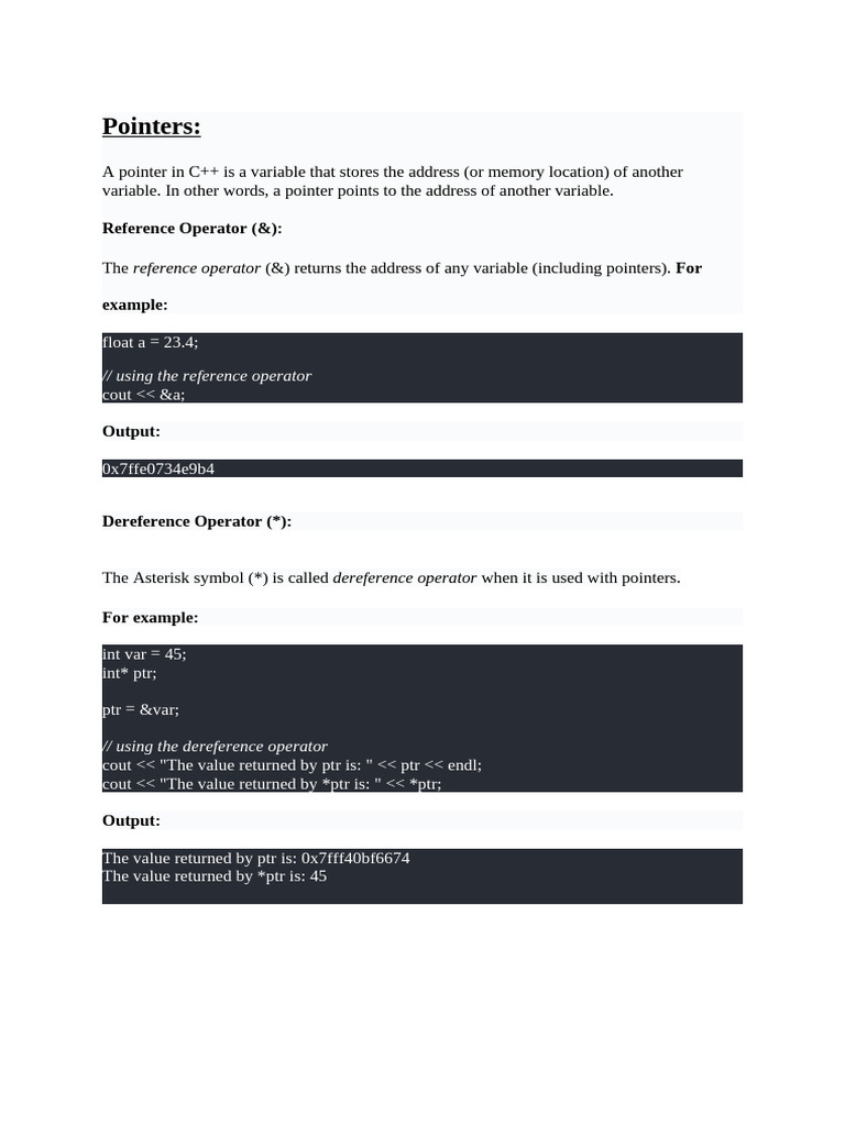 Unit-4 Notes Remaining | PDF | Pointer (Computer Programming) | C++