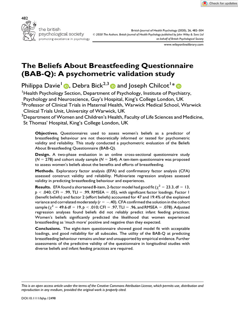 British J Health Psychol - 2020 - Davie - The Beliefs About ...