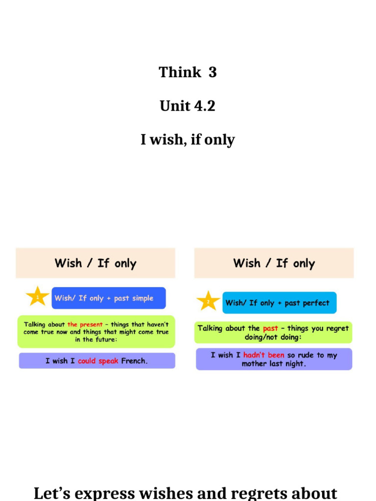 Think 3, Unit 4.2, I Wish, If Only | PDF