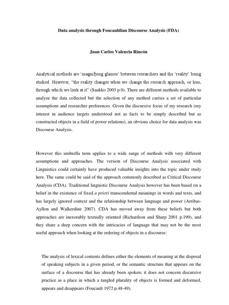 How To Conduct Foucauldian Discourse Analysis