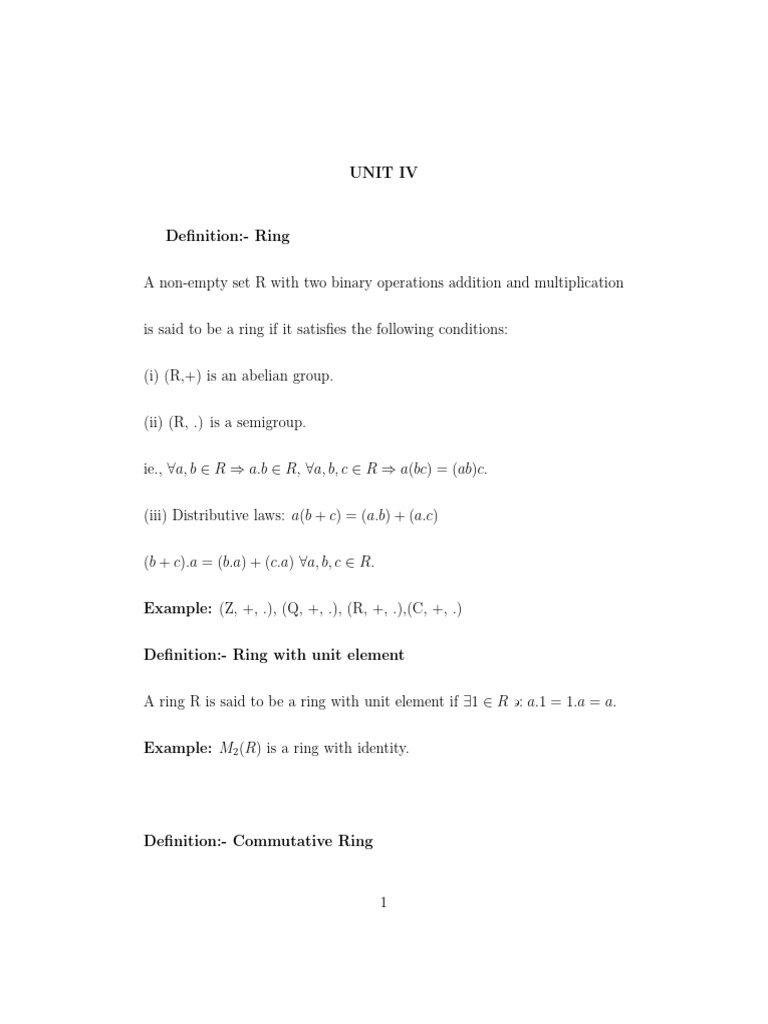 Ring Theory | PDF | Ring (Mathematics) | Field (Mathematics)