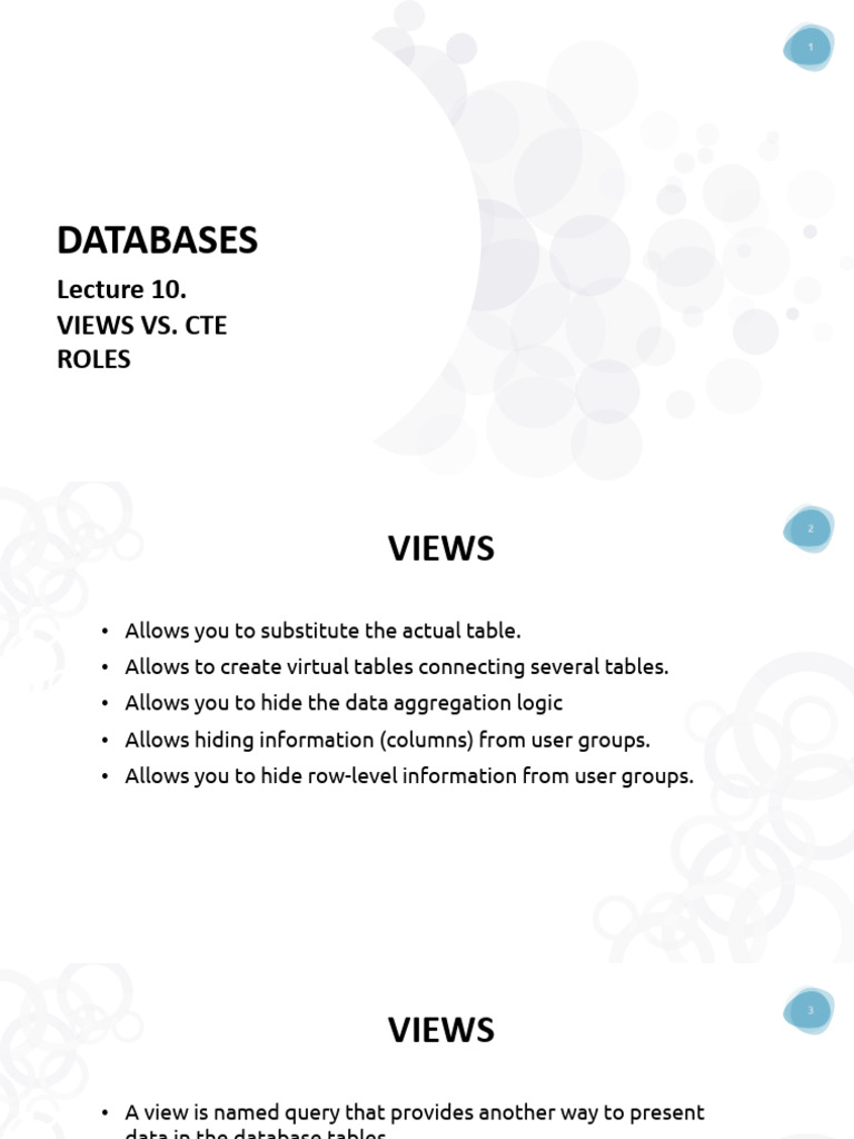 Databases Lecture 10 | PDF | Databases | Superuser
