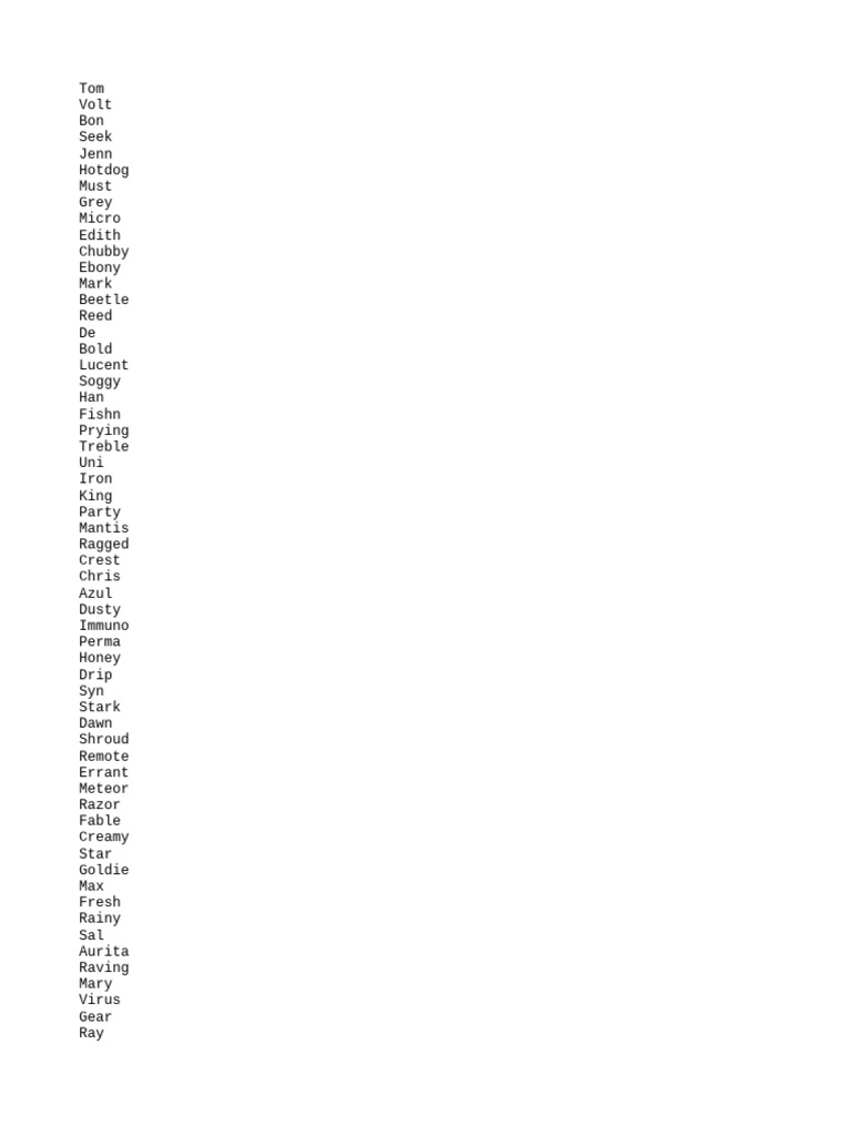 Unique Names List for Creative Projects | PDF