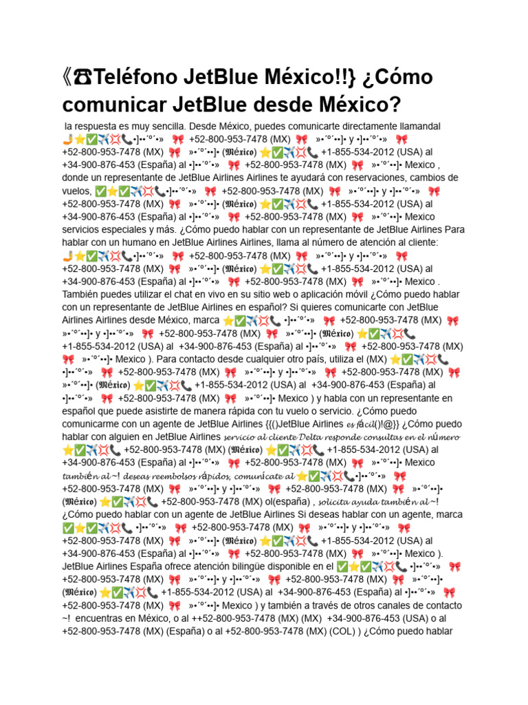 Como Comunicar Jetblue Desde Mexico | PDF | Chat en linea | Aviación