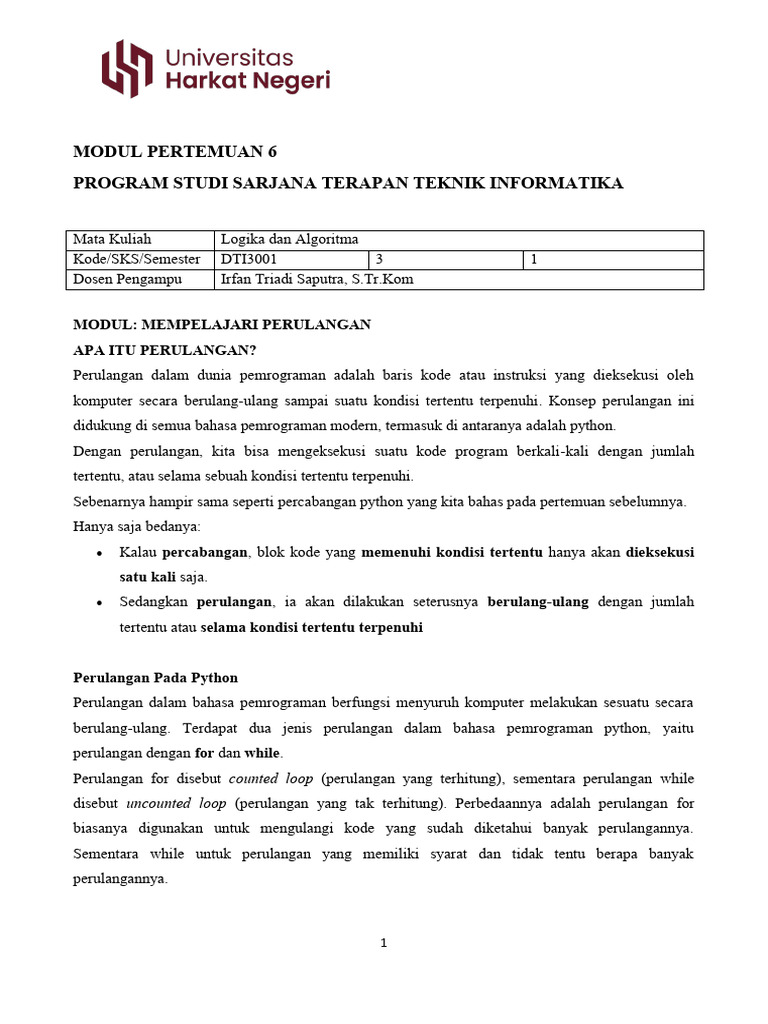 Panduan Perulangan dalam Python | PDF