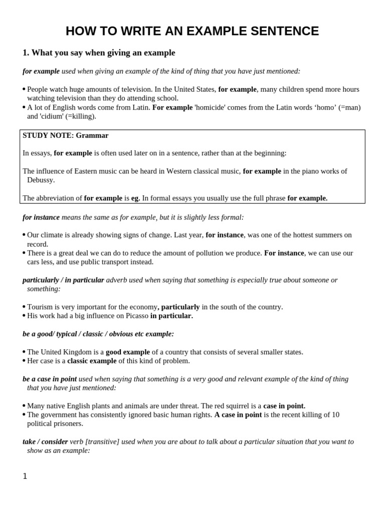 How to Write Example Sentences | PDF | Grammar | Linguistics