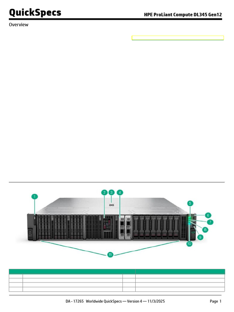 HPE ProLiant DL345 Gen12 QuickSpecs | PDF | Computer Science | Computer ...