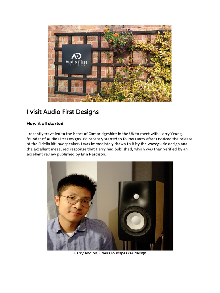 Visit to Audio First Designs: Fidelia Insights | PDF | Loudspeaker | Sound