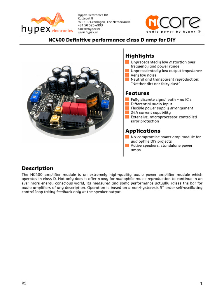 NC400_datasheet 2 | PDF | Amplifier | Electromagnetism