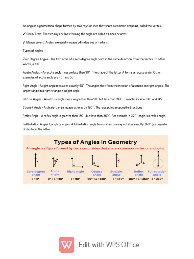 Angle and It's Types-WPS Office | PDF