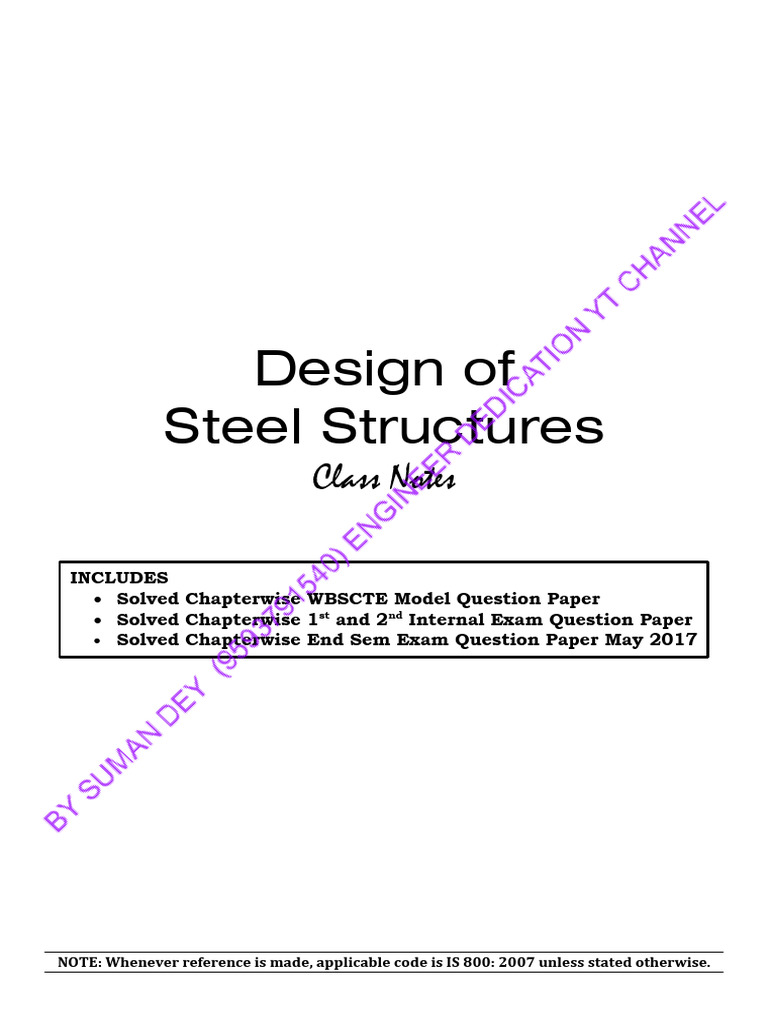 Steel Structures Design Class Notes | PDF | Beam (Structure) | Buckling