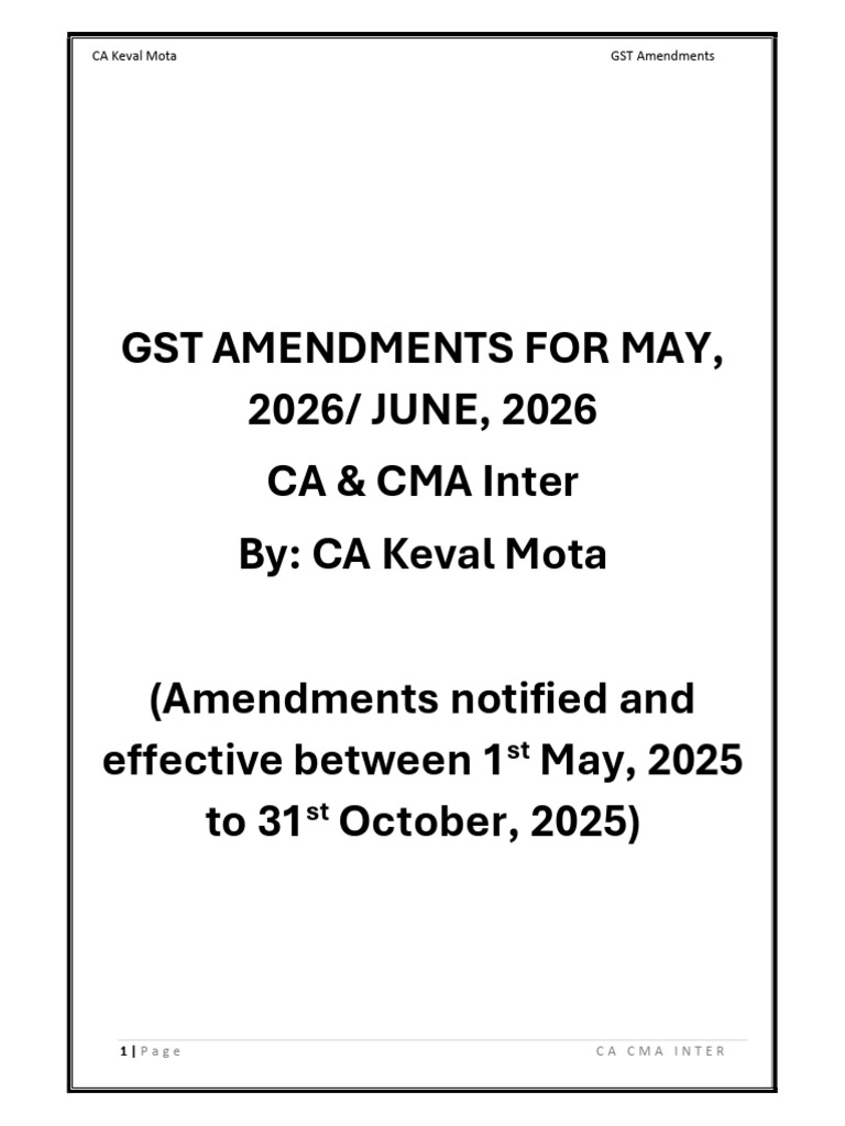 GST Amendments May-June 2026 Overview | PDF | Value Added Tax | Taxes