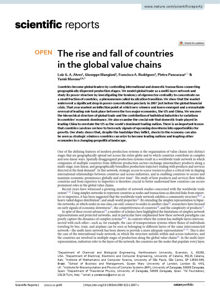 Global Value Chains: Power Shifts Analysis | PDF | Eigenvalues And ...