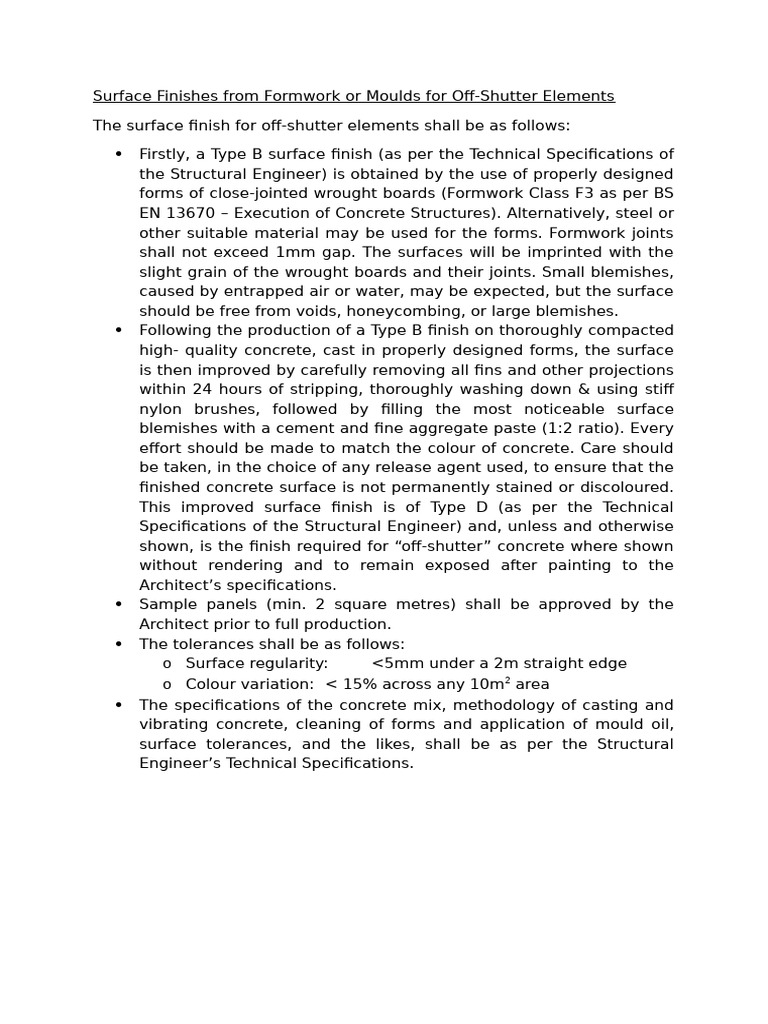 Off-Shutter Concrete Surface Finishes | PDF