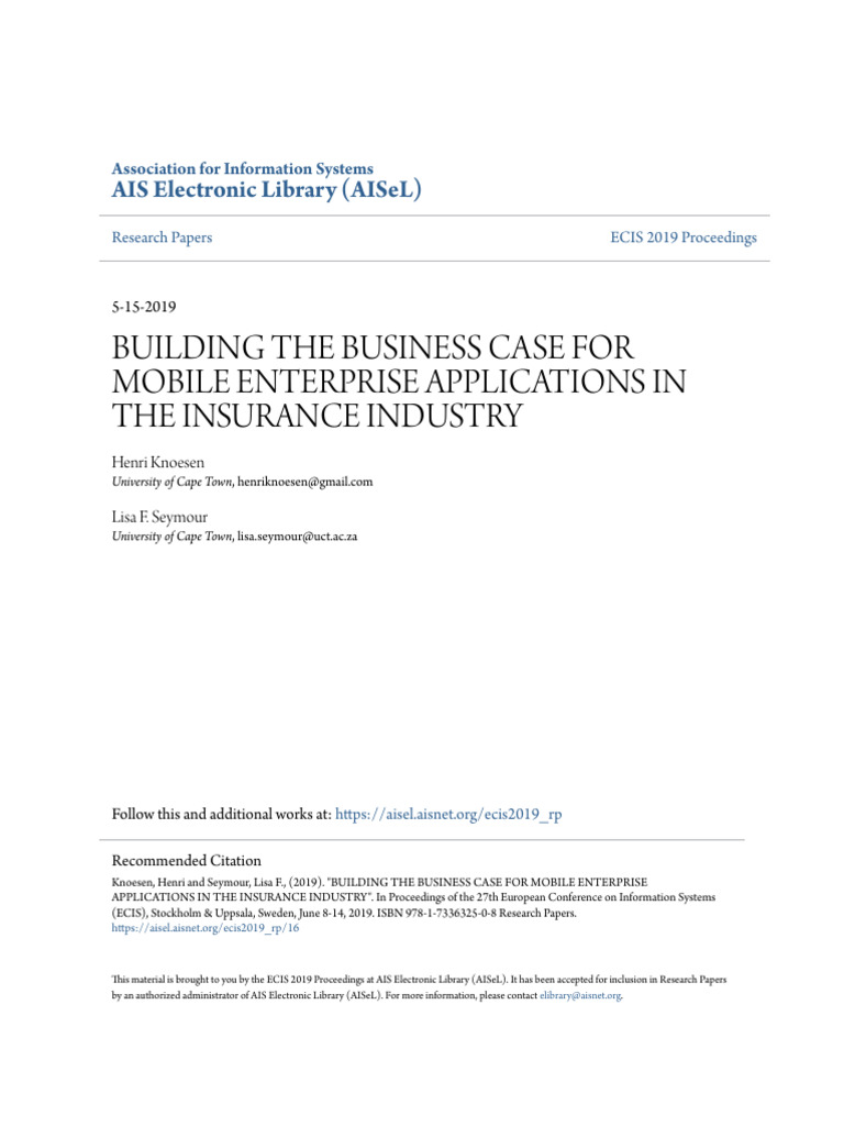 Building the Business Case for Mobile Enterprise Applications In | PDF ...