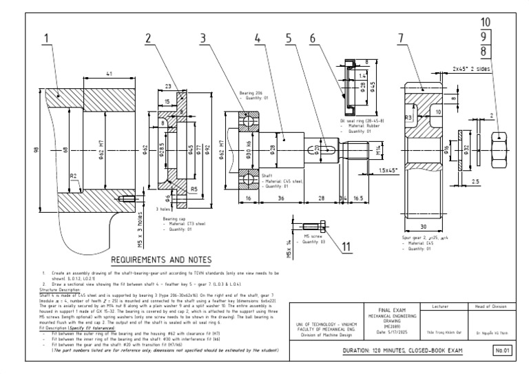 Mechanical Engineering Shaft Assembly Drawing | PDF | Mechanical ...