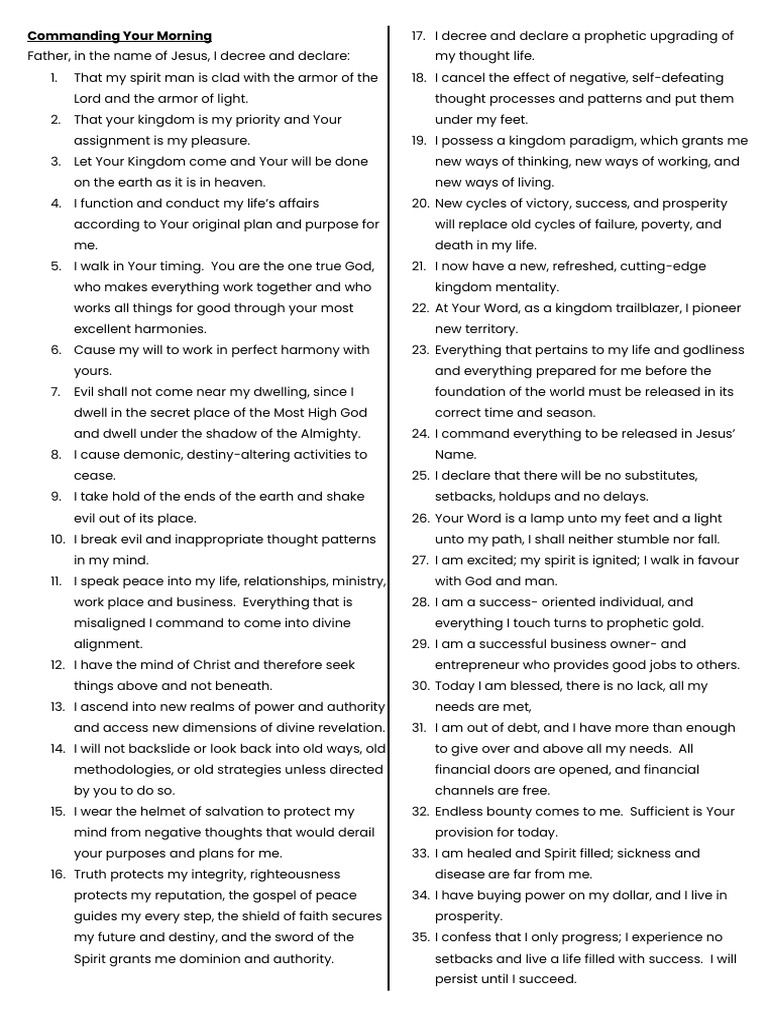 Morning Declarations for Success PDF Glory (Religion) Jesus