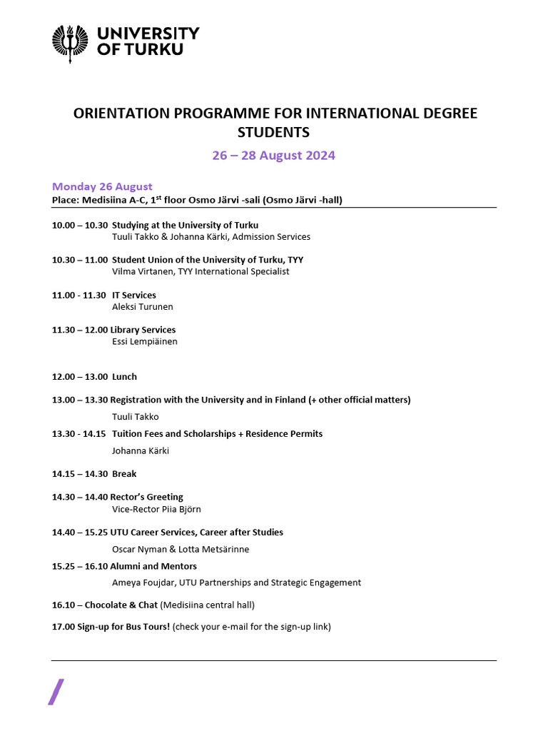 UTU International Student Orientation 2024 | PDF