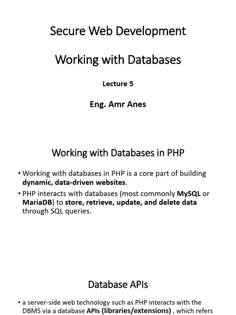 lect 4 | PDF | Databases | Php