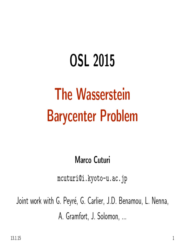 Barycenters Wasserstein | PDF | Analysis | Mathematical Optimization