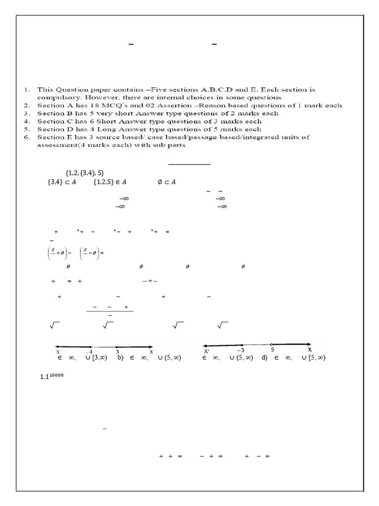 Class XI Mathematics Revision Paper 2023-24 | PDF | Cartesian ...