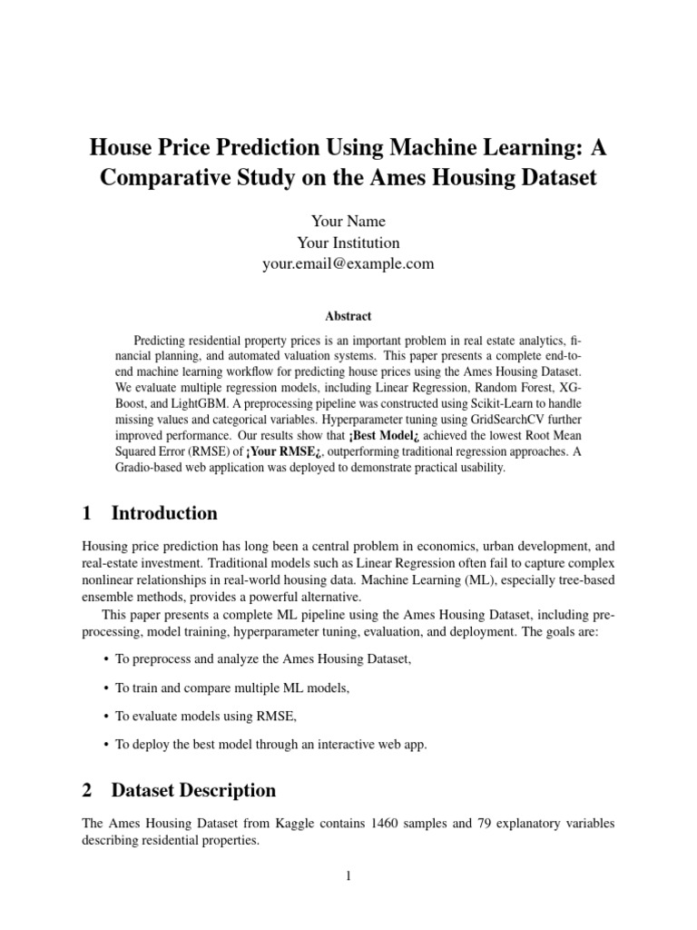House Price Prediction with ML Models | PDF | Machine Learning ...