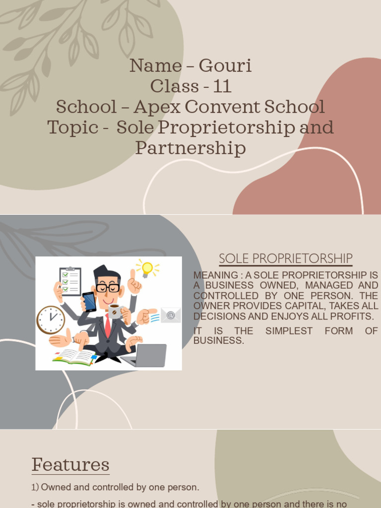 Sole Proprietorship And Partnership Pdf Partnership Sole