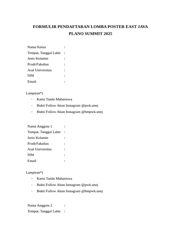 Pendaftaran Lomba Poster East Java 2025 | PDF