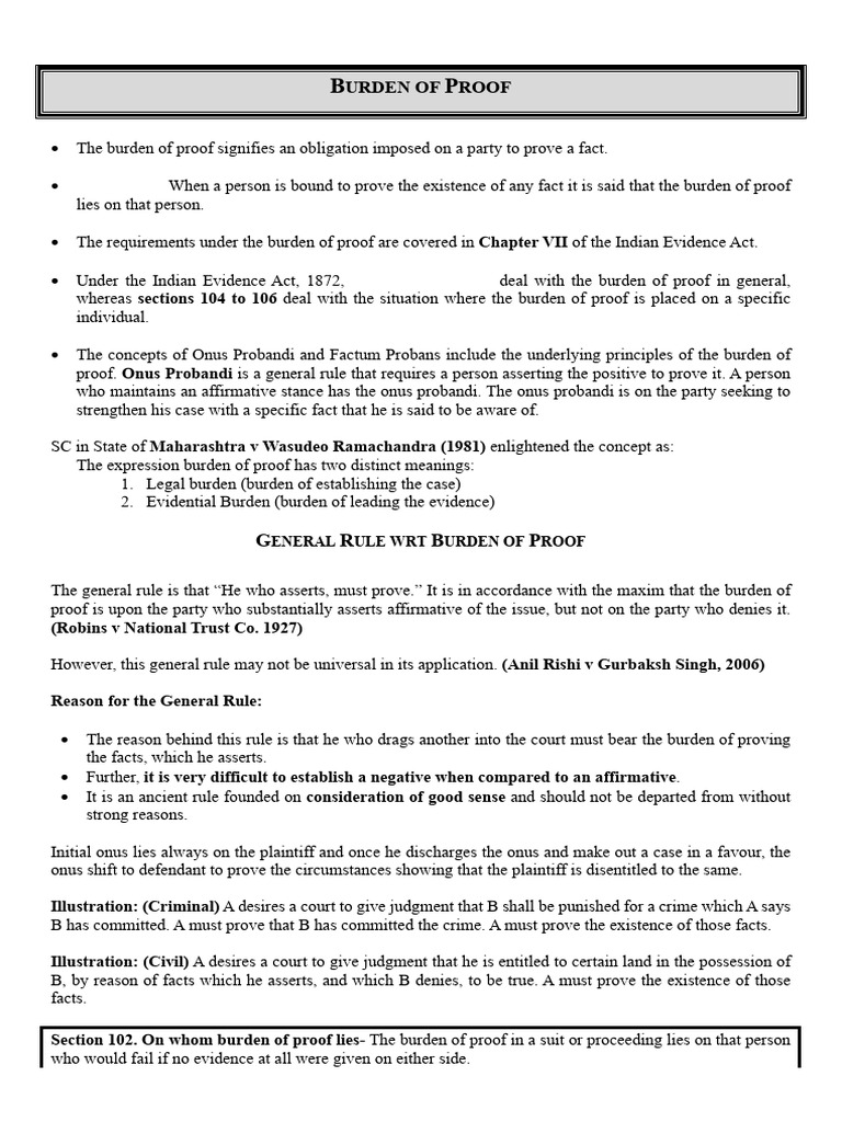 Understanding Burden of Proof in Law | PDF | Burden Of Proof (Law ...