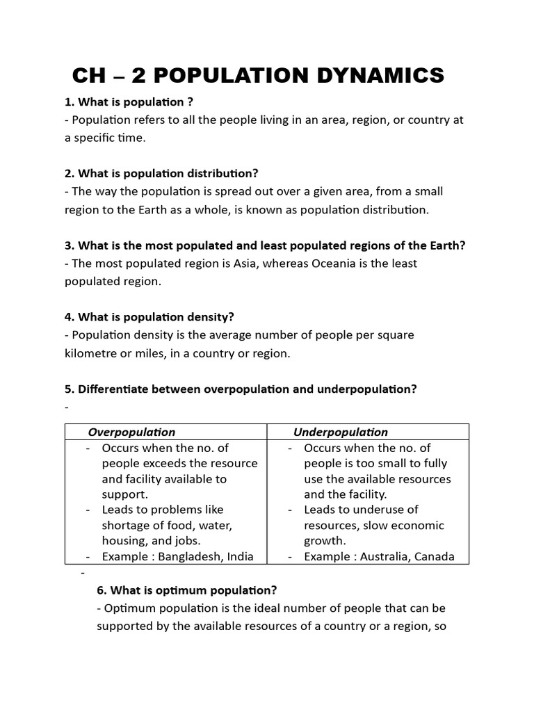 Understanding Population Dynamics | PDF | Agriculture | Deforestation