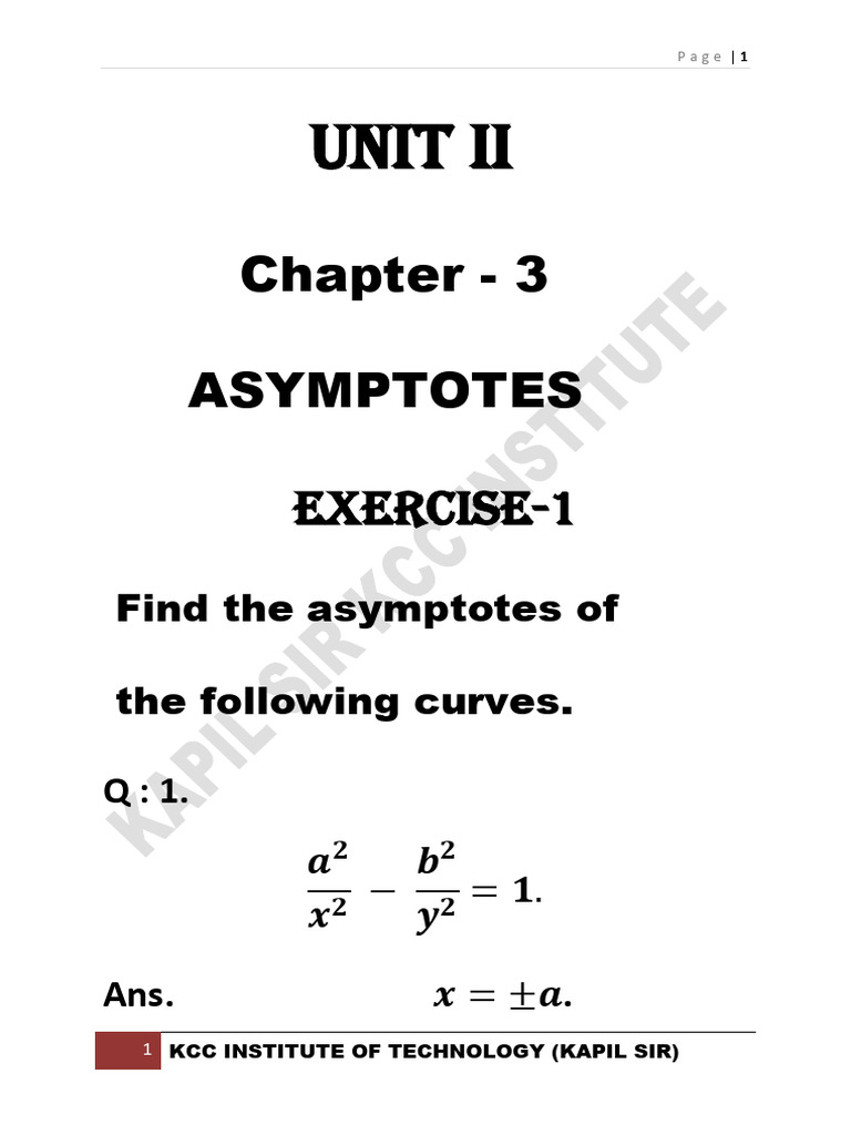 Asymptotes Exercises and Solutions | PDF | Asymptote | Manifold