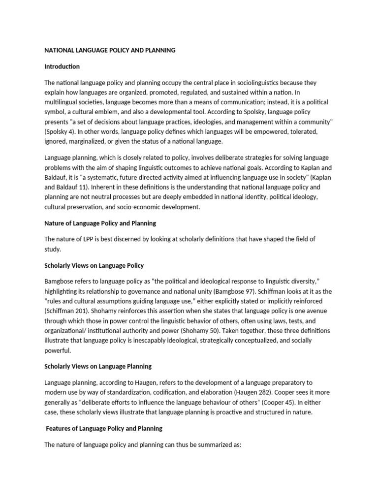 National Language Policy Overview | PDF | Policy | Human Communication