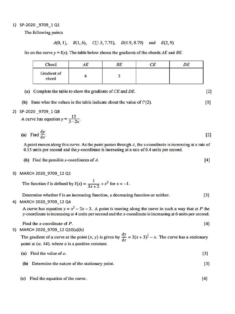 WS Differentiation P1 | PDF