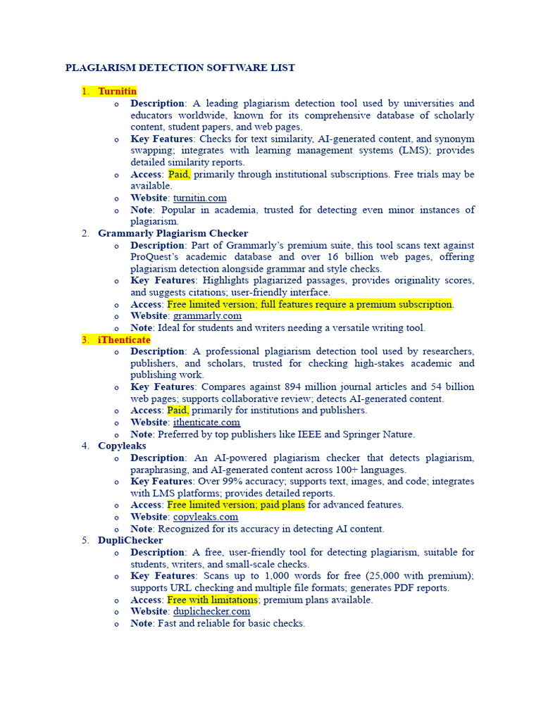 Top Plagiarism Detection Tools 2023 | PDF | Turnitin | Plagiarism
