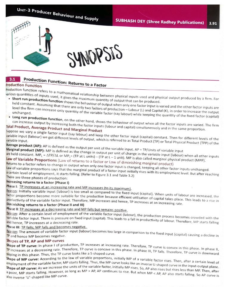 Production and Costs Synopsis | PDF