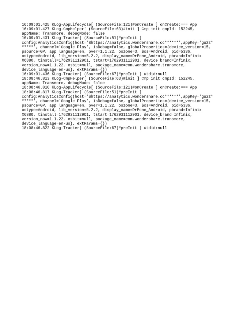 Transmore App Lifecycle Logs | PDF