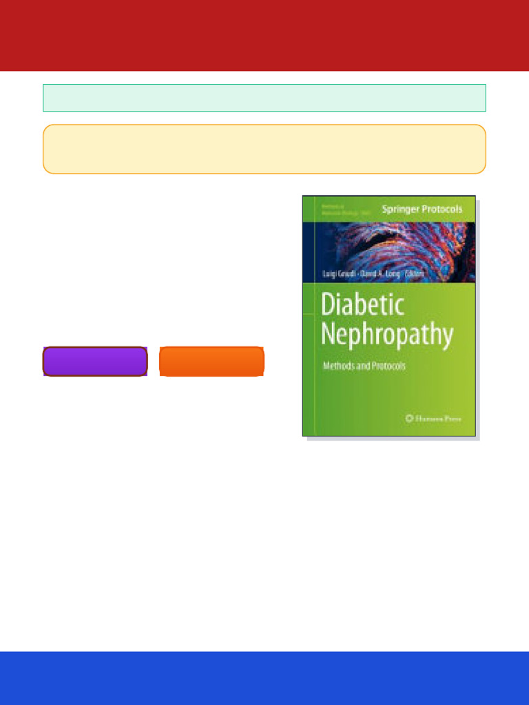 Diabetic Nephropathy Methods and Protocols 1st Edition Luigi Gnudi ...