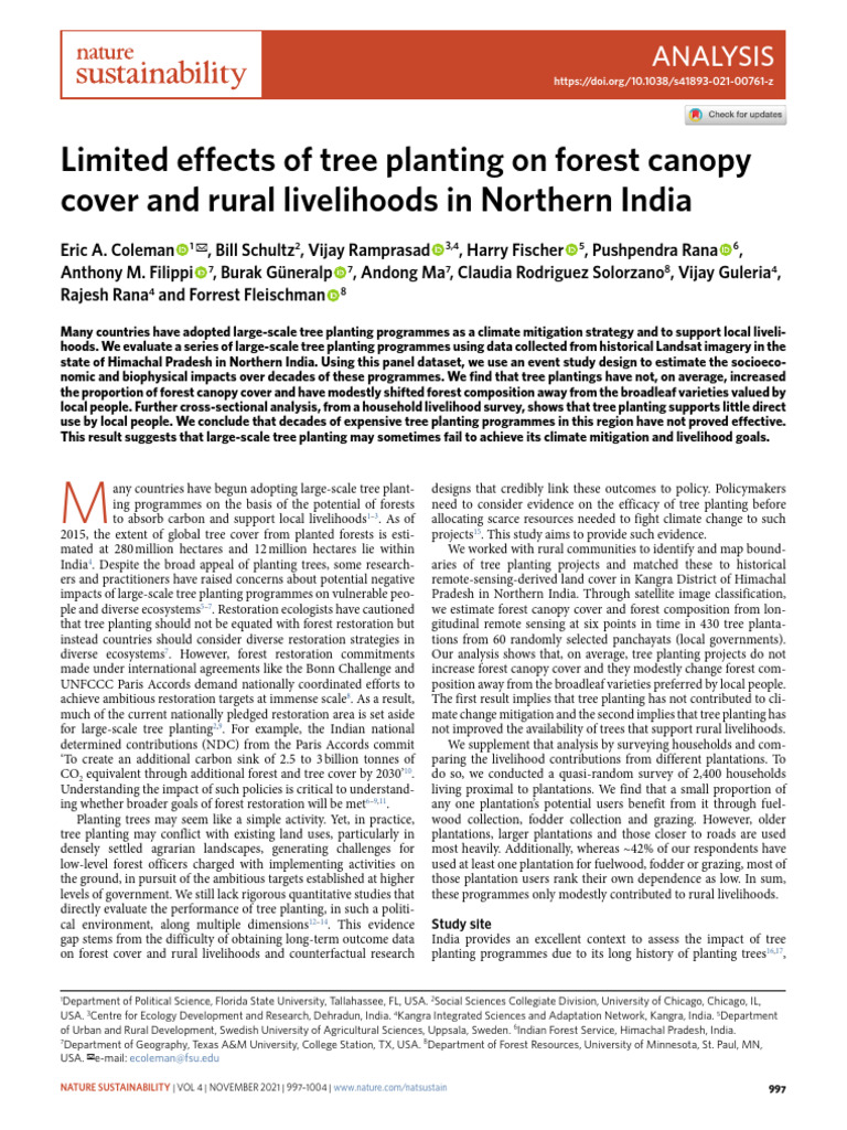 Tree Planting's Limited Impact in India | PDF | Linear Regression | Forests