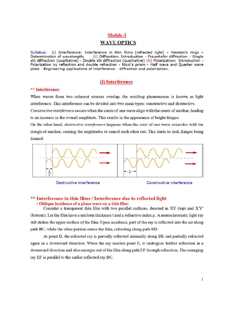 Wave Optics | PDF