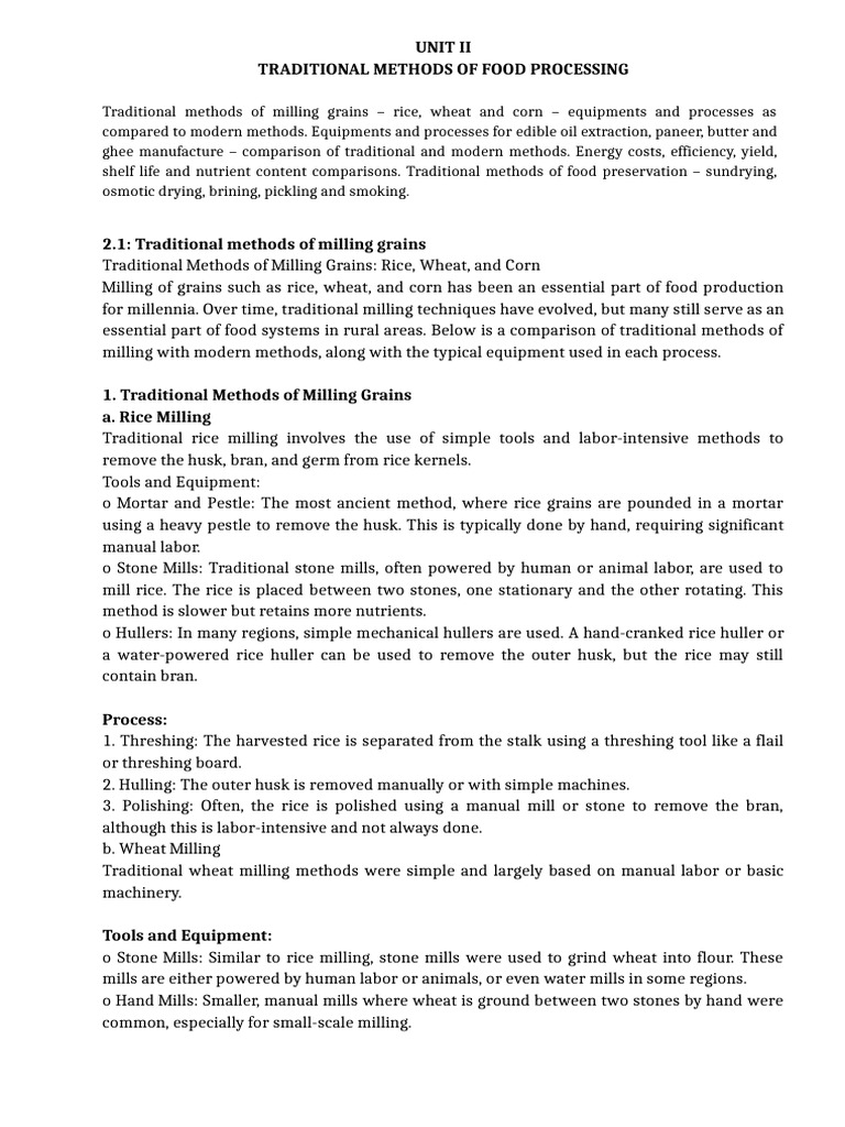 Traditional Vs Modern Food Processing Methods Pdf Pickling Food 